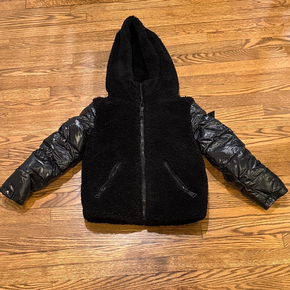 SAM. Girls Black and Silver Puffer Jacket Size 10